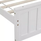 Lit plateforme simple en bois massif, cadre de lit simple en bois avec tête de lit pour chambre à coucher