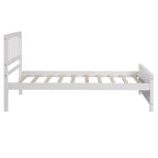 Lit plateforme simple en bois massif, cadre de lit simple en bois avec tête de lit pour chambre à coucher