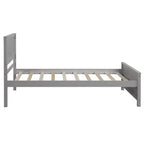 Lit plateforme simple en bois massif, cadre de lit simple en bois avec tête de lit pour chambre à coucher