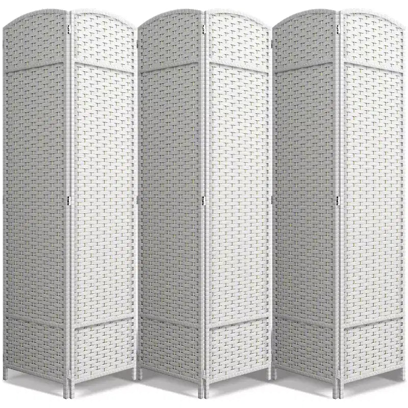 Paravents Séparateurs de Pièce à 6 Panneaux Extra Larges à Double Charnière - Écrans d'Intimité Pliants avec Design en Maille Tressée à la Main, Séparateur Mural pour la Séparation des Pièces