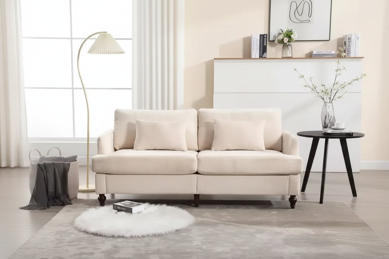 Mid Century Chenille Fabric Loveseat Sofa, 2-Seat Upholstered Modern Couch