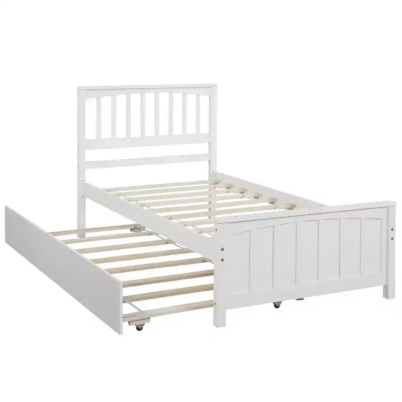 avec Trundle, Cadre de Lit en Bois avec Tête et Pied de Lit pour Chambre à Coucher