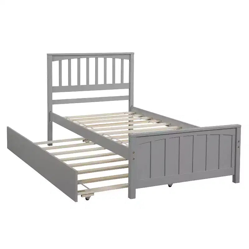 avec Trundle, Cadre de Lit en Bois avec Tête et Pied de Lit pour Chambre à Coucher