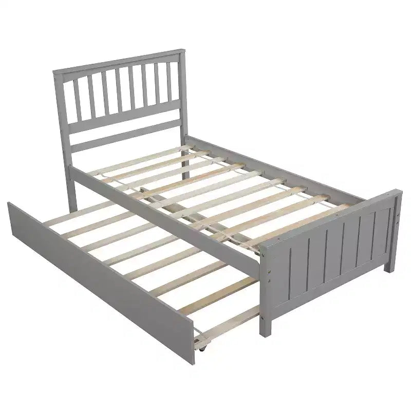 avec Trundle, Cadre de Lit en Bois avec Tête et Pied de Lit pour Chambre à Coucher