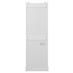Meuble de rangement de salle de bain sur pied avec tiroir, étagères réglables, portes à charnières amorties, finition peinte durable, blanc