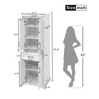 Meuble de rangement de salle de bain sur pied avec tiroir, étagères réglables, portes à charnières amorties, finition peinte durable, blanc