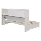 avec 3 tiroirs de rangement et prises et ports USB, cadre de lit en bois avec tête de lit rembourrée pour chambre à coucher ou chambre d'amis, blanc