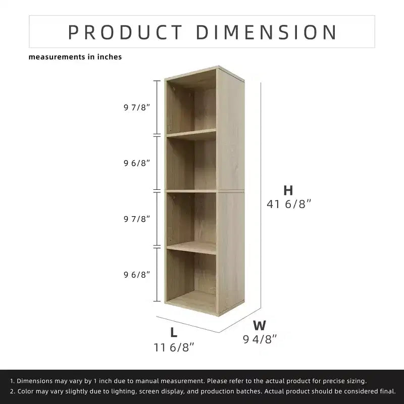 Étagère bibliothèque en bois à 4 niveaux de 106,5 cm de hauteur avec étagères réglables