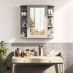 Meuble de salle de bain mural avec miroir et 6 étagères ouvertes