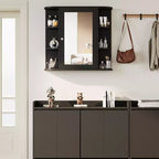 Meuble de salle de bain mural avec miroir et 6 étagères ouvertes