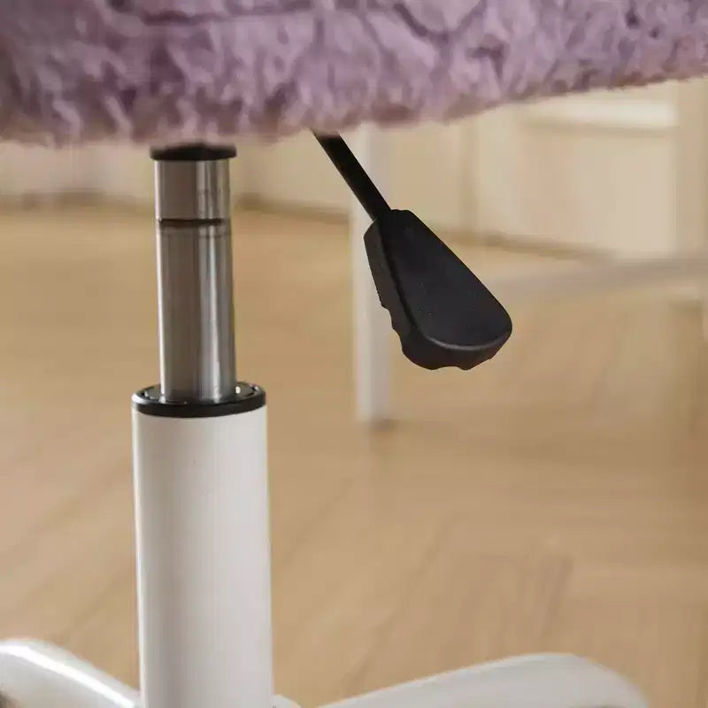 Chaise de bureau en fausse fourrure de lapin - Base en métal, pivotante réglable, chaise de coiffeuse, violette