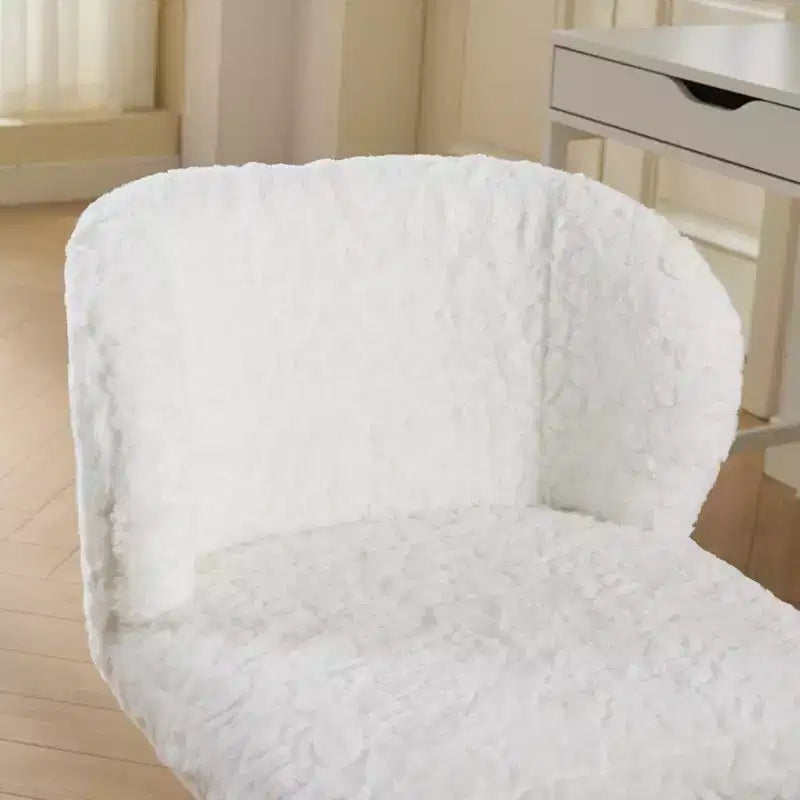 Chaise de bureau en fausse fourrure de lapin - Base en métal, pivotante réglable, chaise de coiffeuse, violette