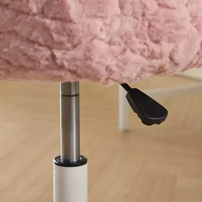 Chaise de bureau en fausse fourrure de lapin - Base en métal, pivotante réglable, chaise de coiffeuse, violette