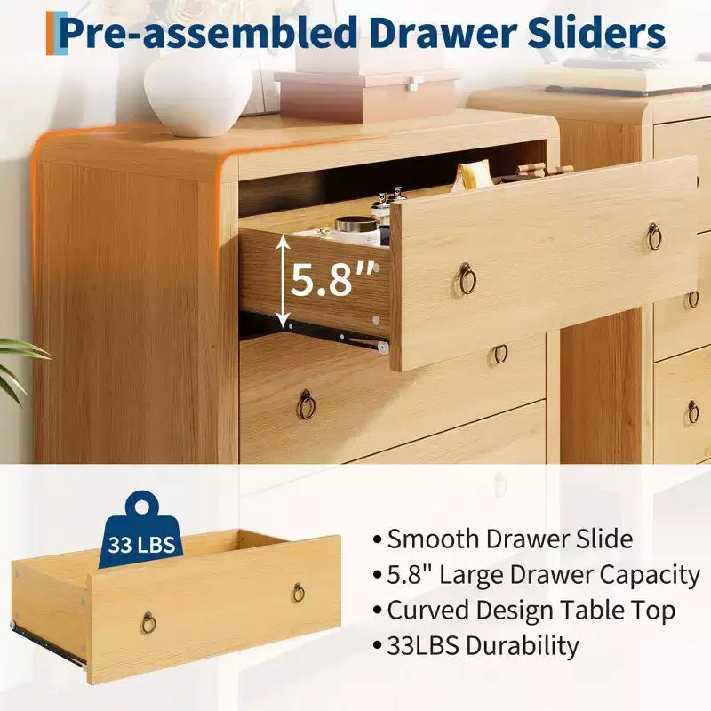 3/5 Drawer Dresser for Bedroom, 30.4 Tall Dresser with Large Drawers, Wooden Closet Chest Storage for Living Room, Hallway