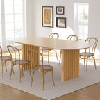 PexFix 79 Oval Dining Table for 6-8 Wood Kitchen Table with Scratch-Resistant Top & Striped Legs Modern Farmhouse for Living Room Kitchen Natural