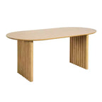 Table à manger ovale 79 po pour 6 à 8 personnes, en bois, avec plateau anti-rayures et pieds rayés, style ferme moderne, pour salon et cuisine, couleur naturelle