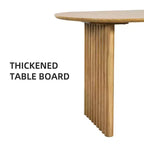Table à manger ovale 79 po pour 6 à 8 personnes, en bois, avec plateau anti-rayures et pieds rayés, style ferme moderne, pour salon et cuisine, couleur naturelle