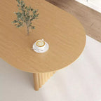 Table à manger ovale 79 po pour 6 à 8 personnes, en bois, avec plateau anti-rayures et pieds rayés, style ferme moderne, pour salon et cuisine, couleur naturelle