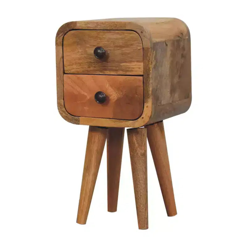 16 Oak Solid Wood Square Two Drawer Nightstand