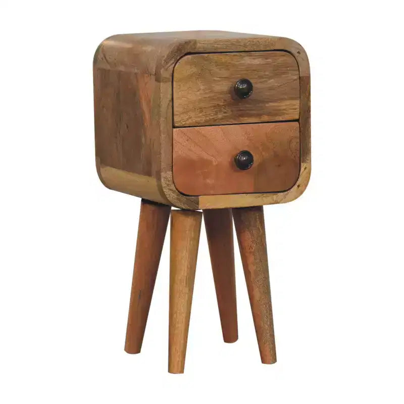 16 Oak Solid Wood Square Two Drawer Nightstand