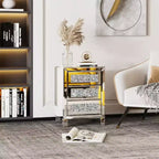 Table d'appoint de chevet moderne avec 3 tiroirs et finition miroir