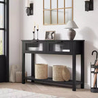43.3'' Entryway Table, Wood Console Table with 2 Glass Drawers and Open Shelf,Behind Couch Entry Foyer Hallway Storage,for Living Room, Hallway