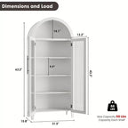 63.2 Armoire de cuisine cintrée, étagère de présentation à 5 niveaux avec étagère réglable et 2 grandes portes vitrées, pour cuisine, salle à manger, salon