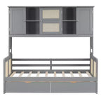 Lit de repos simple/double avec bibliothèque de rangement, lit de repos en bois avec armoires de rangement et étagères