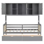 Lit de repos simple/double avec bibliothèque de rangement, lit de repos en bois avec armoires de rangement et étagères
