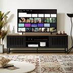 Meuble TV moderne à température moyenne de 160 cm | Portes à lattes avec rangement Idéal pour le salon, la chambre et le centre de divertissement