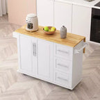 Okak Modrn Kitchen Island with Drop-Leaf Countertop & Drawers,Mobile Rolling Kitchen Cart with Racks,Storage Cabinet Folding Dining Table