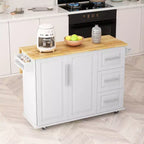 Îlot de cuisine avec plan de travail abattant et tiroirs, chariot de cuisine mobile roulant avec étagères, table à manger pliante avec armoire de rangement