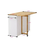 Îlot de cuisine avec plan de travail abattant et tiroirs, chariot de cuisine mobile roulant avec étagères, table à manger pliante avec armoire de rangement