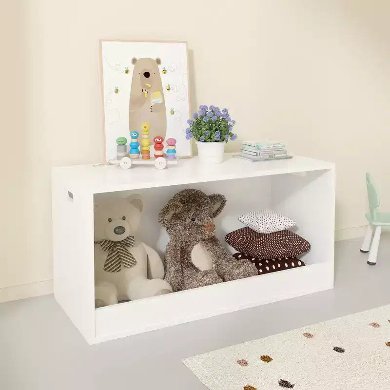 Boîte de Rangement Ouverte pour Jouets, Bac Organiseur en Bois, Grand Espace de Rangement
