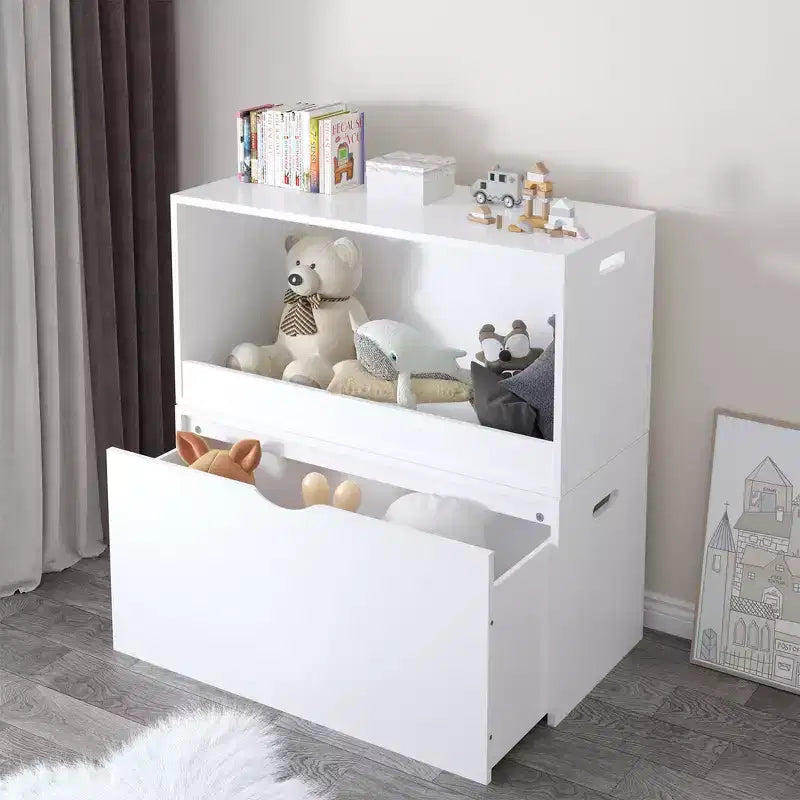 Boîte de Rangement Ouverte pour Jouets, Bac Organiseur en Bois, Grand Espace de Rangement