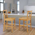 Tabouret de bar en bois marron de 105 cm de hauteur avec dossier haut, forme rectangulaire, sans revêtement