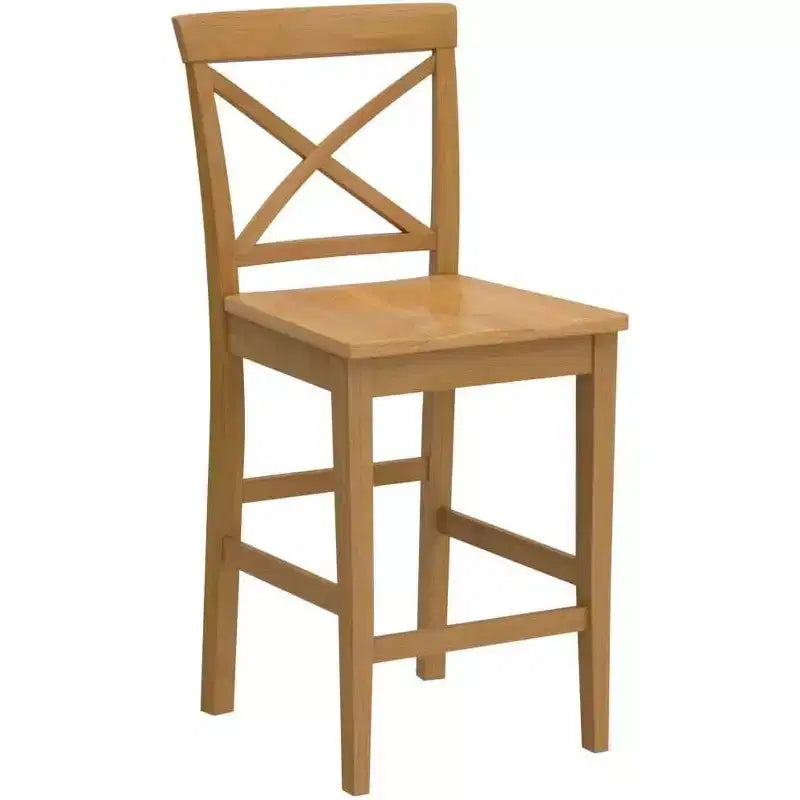 Tabouret de bar en bois marron de 105 cm de hauteur avec dossier haut, forme rectangulaire, sans revêtement
