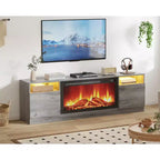 Meuble TV moderne avec éclairage LED, doté de rangements et d'étagères, convenant aux chambres et aux salons.