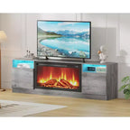 Meuble TV moderne avec éclairage LED, doté de rangements et d'étagères, convenant aux chambres et aux salons.