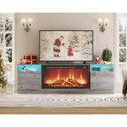 Meuble TV moderne avec éclairage LED, doté de rangements et d'étagères, convenant aux chambres et aux salons.