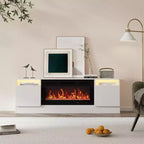 Meuble TV moderne avec éclairage LED, doté de rangements et d'étagères, convenant aux chambres et aux salons.
