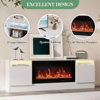 Meuble TV moderne avec éclairage LED, doté de rangements et d'étagères, convenant aux chambres et aux salons.