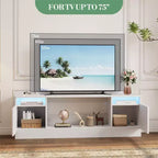 Meuble TV moderne avec éclairage LED, doté de rangements et d'étagères, convenant aux chambres et aux salons.
