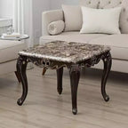 Royal Hampton End Table, Dark Walnut Brown Wood, Carved Details, 28 Inch