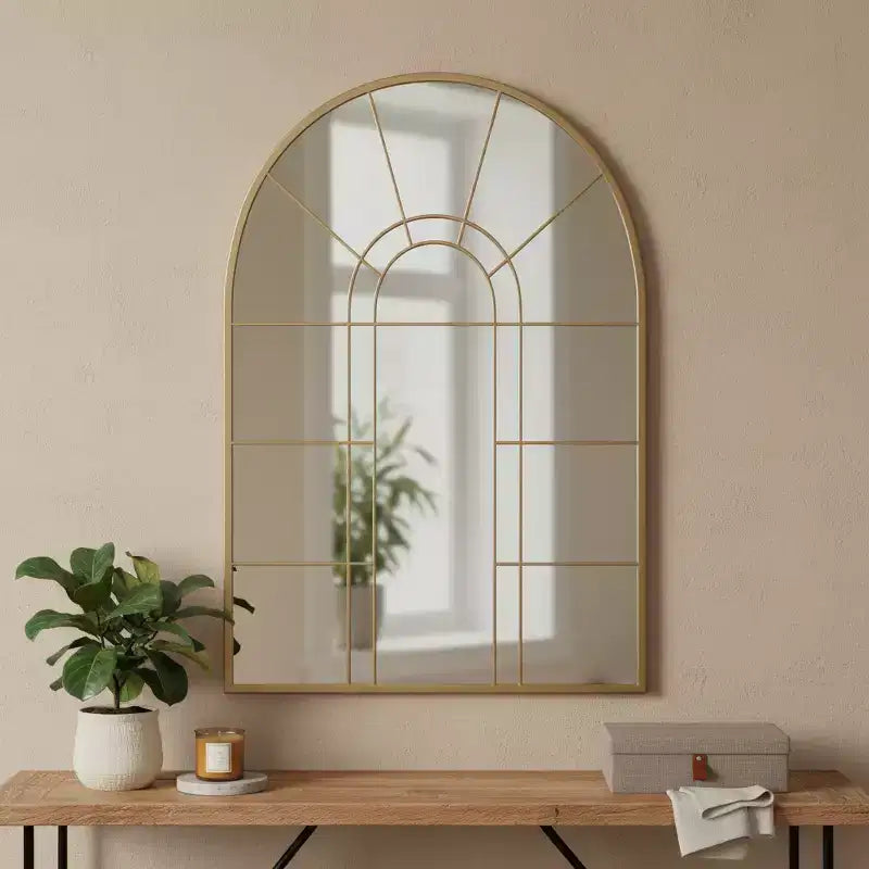 Miroir décoratif encadré 41 carreaux, contour en métal noir