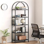 5-Tier Open Arched Bookshelf, Modern Bookcase Storage Shelves with Metal Frame, Freestanding Display Rack for Bedroom Living Room Home Office