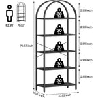 Étagère ouverte à 5 niveaux avec arche, bibliothèque moderne avec cadre métallique, étagère de rangement autoportante pour chambre, salon, bureau.