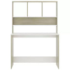 Bureau flottant moderne, Bureau flottant avec 3 étagères, Bureau d'ordinateur mural au fini mat pour petits espaces