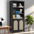 et Bibliothèque avec portes, étagère haute de 180 cm avec placards de rangement pour bureau à domicile