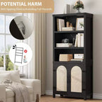 et Bibliothèque avec portes, étagère haute de 180 cm avec placards de rangement pour bureau à domicile